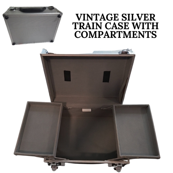 Vintage Silver Train Case with Compartments - Picture 1 of 1